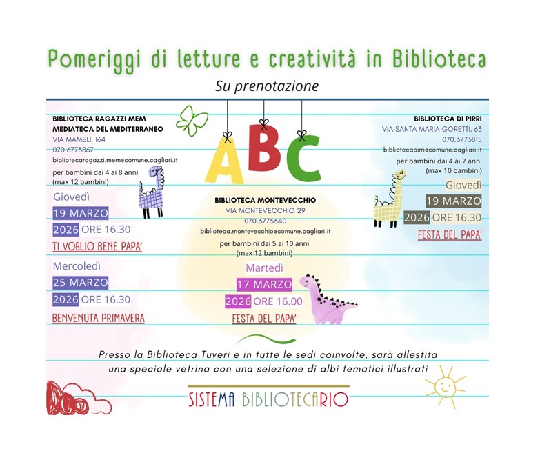 Pomeriggi di letture e creatività in biblioteca