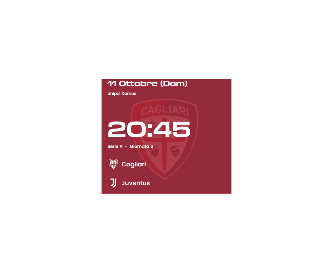 Cagliari-Juventus 6^ giornata di campionato di Serie A 2026/27