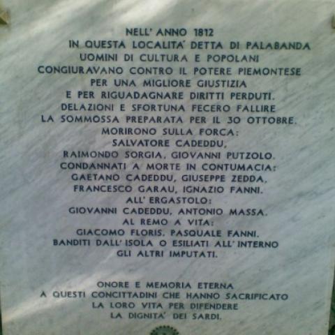 Lapide Commemorativa della Congiura di Palabanda